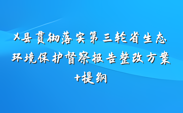 X县贯彻落实第三轮省生态环境保护督察报告整改方案 提纲