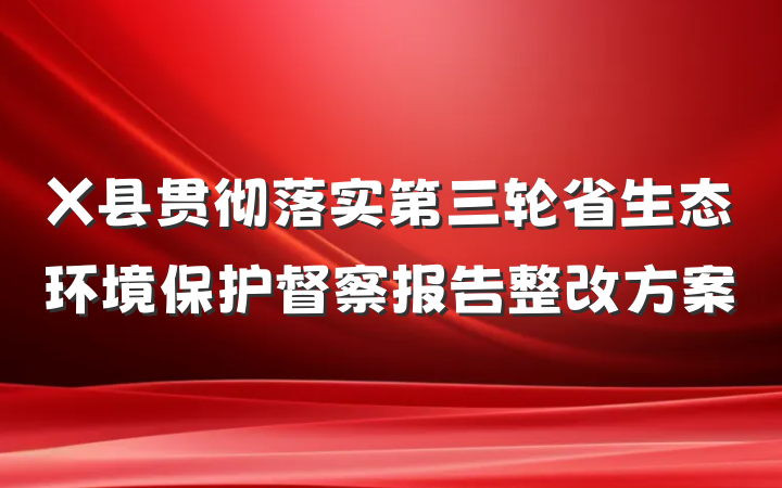 X县贯彻落实第三轮省生态环境保护督察报告整改方案