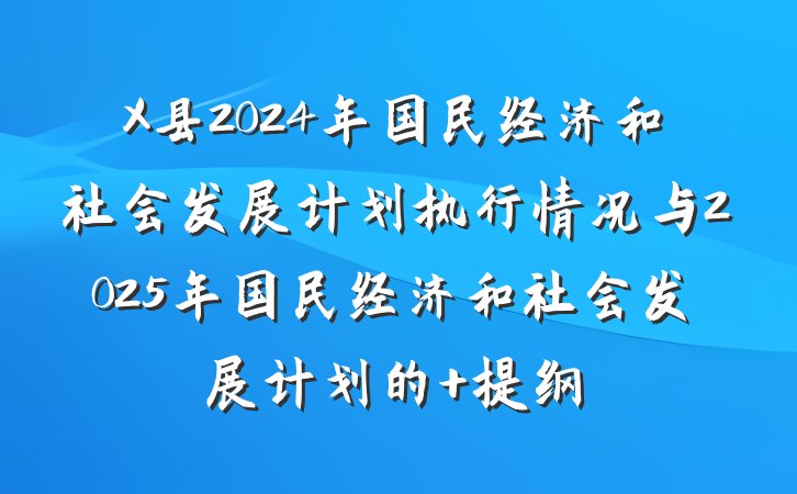 X县2024年国民经济和社会发展计划执行情况与2025年国民经济和社会发展计划的 提纲
