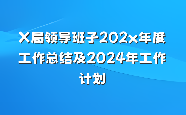 X局领导班子202x年度工作总结及2024年工作计划