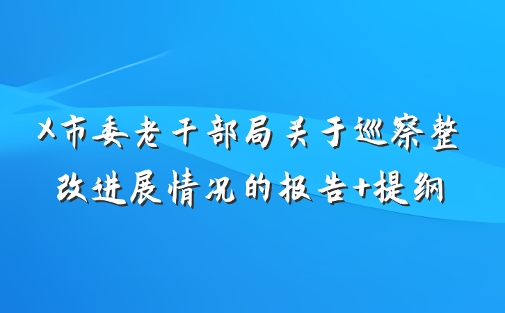 X市委老干部局关于巡察整改进展情况的报告 提纲