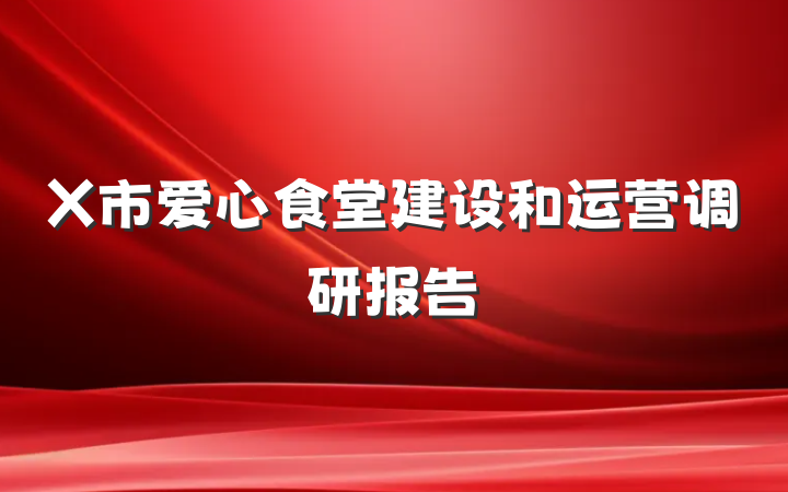 X市爱心食堂建设和运营调研报告