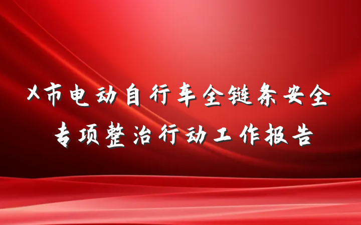 X市电动自行车全链条安全专项整治行动工作报告
