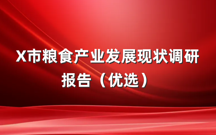 X市粮食产业发展现状调研报告（优选）