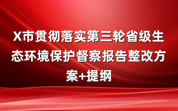 X市贯彻落实第三轮省级生态环境保护督察报告整改方案 提纲