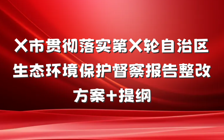X市贯彻落实第X轮自治区生态环境保护督察报告整改方案 提纲