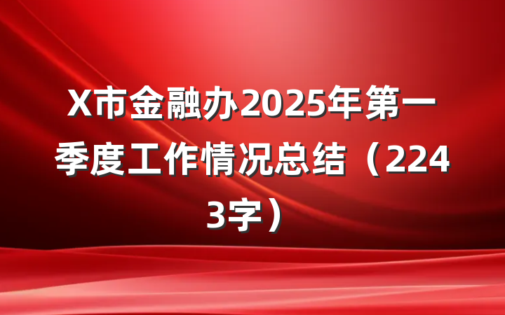 X市金融办2025年第一季度工作情况总结（2243字）