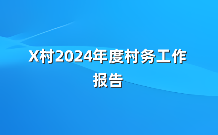 X村2024年度村务工作报告