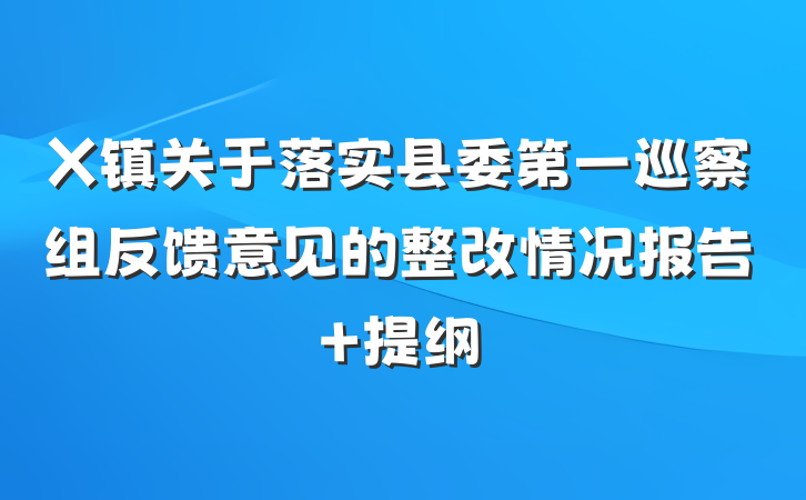 X镇关于落实县委第一巡察组反馈意见的整改情况报告 提纲
