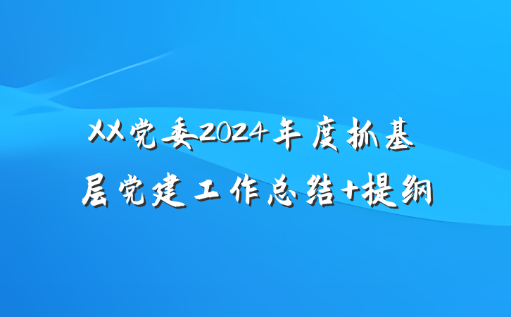 XX党委2024年度抓基层党建工作总结 提纲