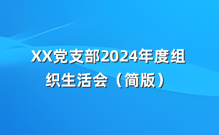 XX党支部2024年度组织生活会（简版）