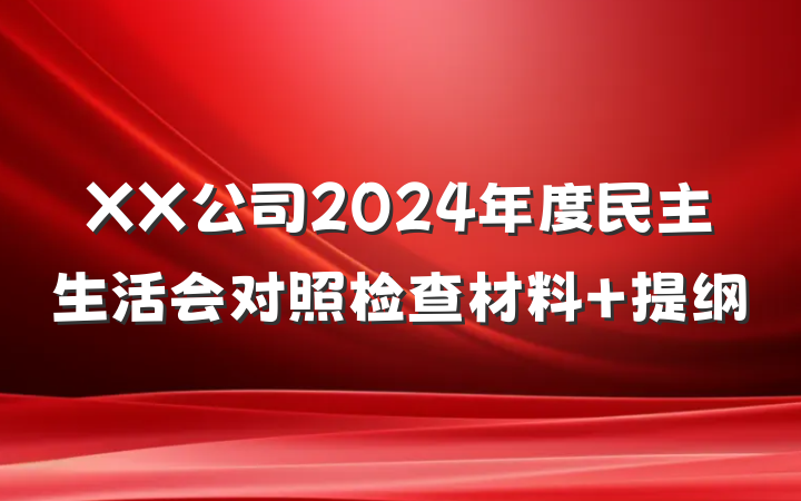 XX公司2024年度民主生活会对照检查材料 提纲