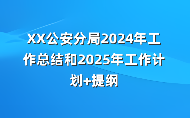 XX公安分局2024年工作总结和2025年工作计划 提纲