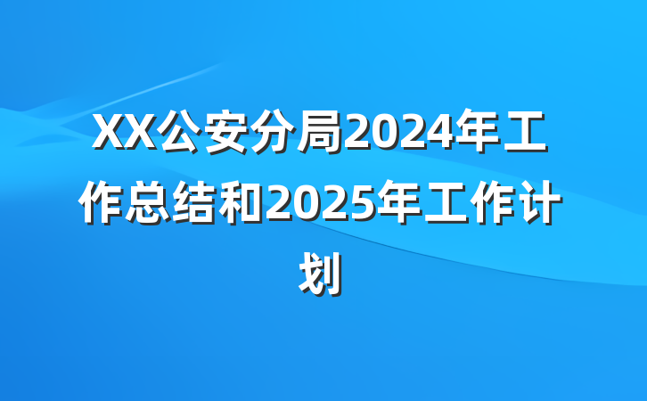 XX公安分局2024年工作总结和2025年工作计划