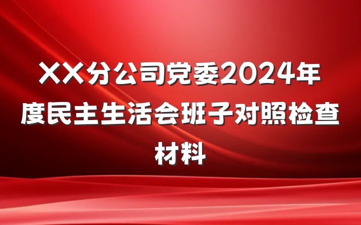 XX分公司党委2024年度民主生活会班子对照检查材料