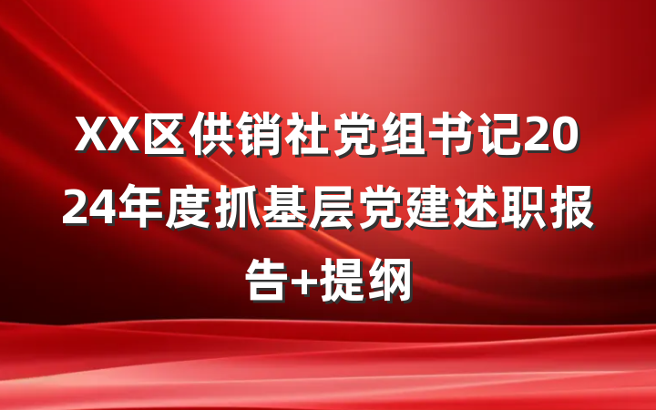 XX区供销社党组书记2024年度抓基层党建述职报告 提纲