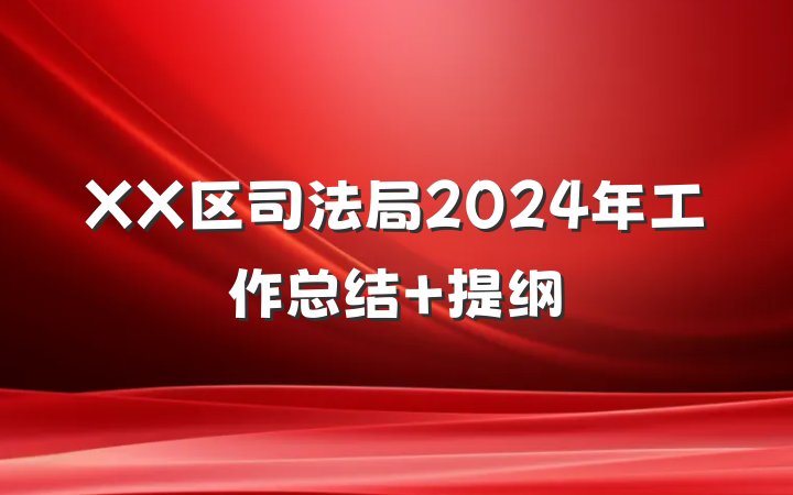 XX区司法局2024年工作总结 提纲
