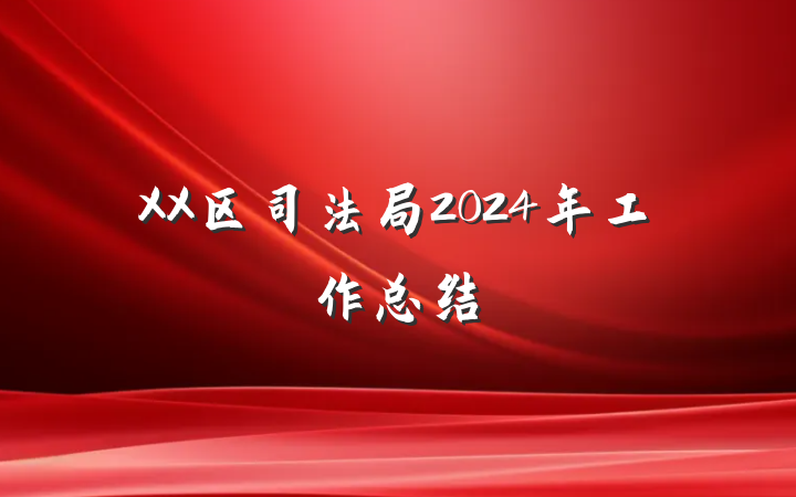 XX区司法局2024年工作总结