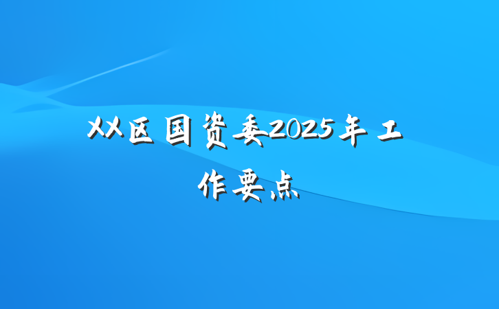 XX区国资委2025年工作要点