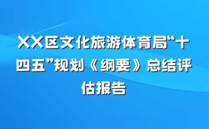 XX区文化旅游体育局“十四五”规划《纲要》总结评估报告