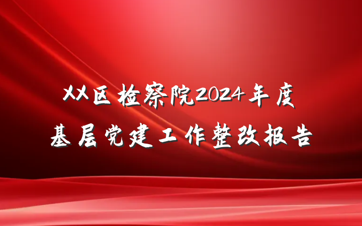 XX区检察院2024年度基层党建工作整改报告