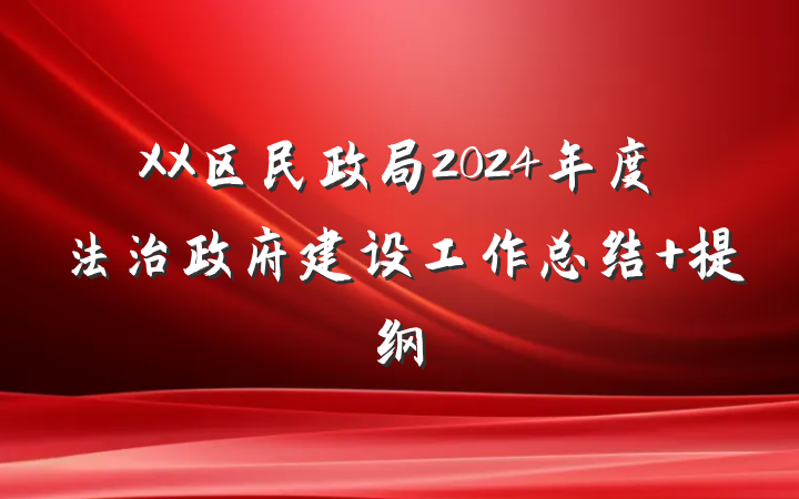 XX区民政局2024年度法治政府建设工作总结 提纲