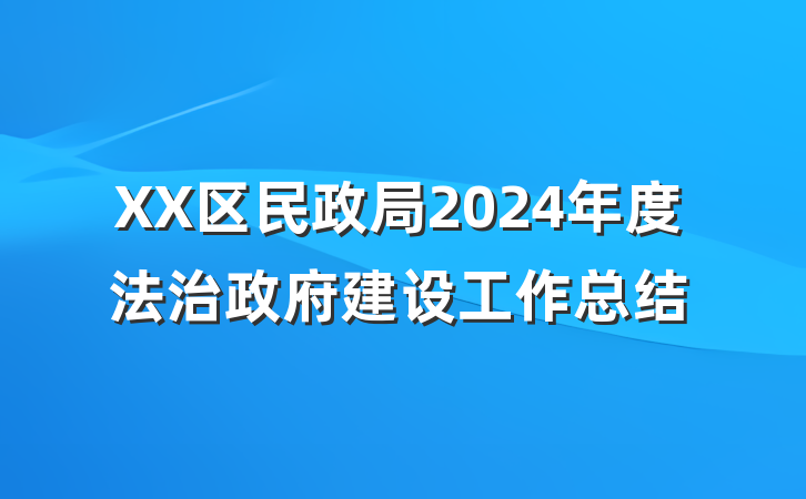 XX区民政局2024年度法治政府建设工作总结