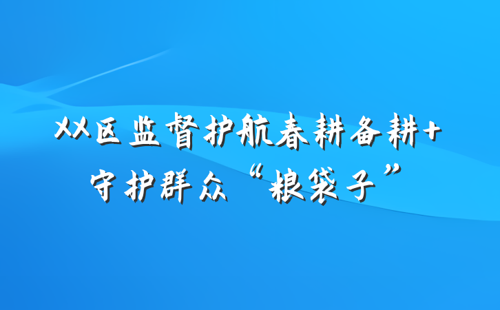 XX区监督护航春耕备耕 守护群众“粮袋子”