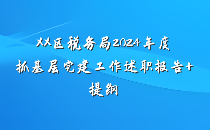XX区税务局2024年度抓基层党建工作述职报告 提纲