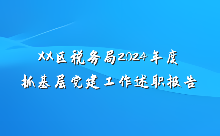XX区税务局2024年度抓基层党建工作述职报告