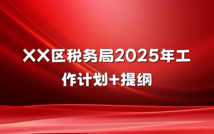 XX区税务局2025年工作计划 提纲