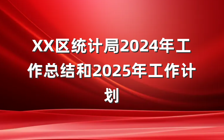 XX区统计局2024年工作总结和2025年工作计划