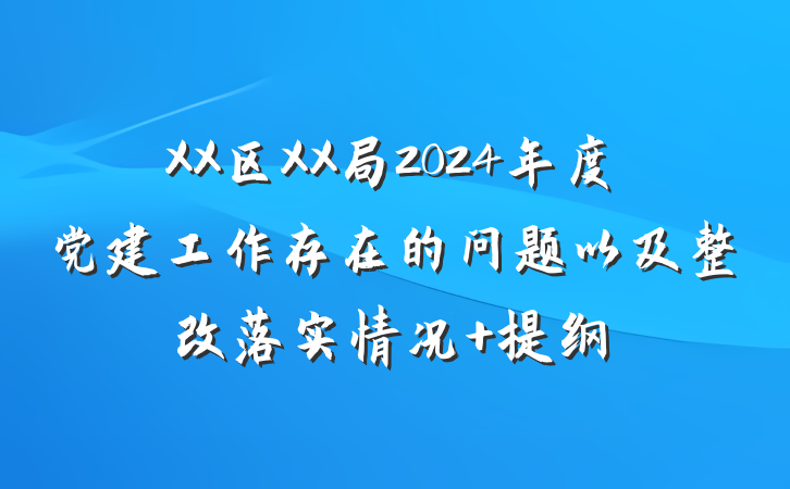 XX区XX局2024年度党建工作存在的问题以及整改落实情况 提纲