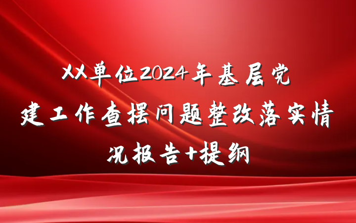 XX单位2024年基层党建工作查摆问题整改落实情况报告 提纲