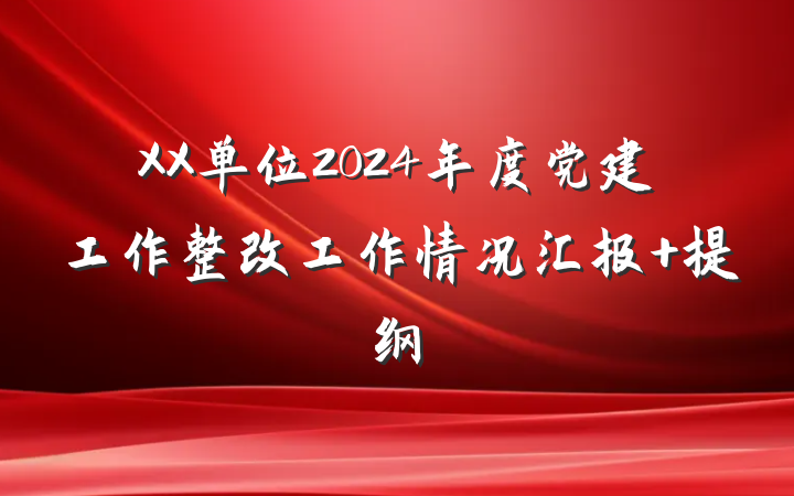 XX单位2024年度党建工作整改工作情况汇报 提纲