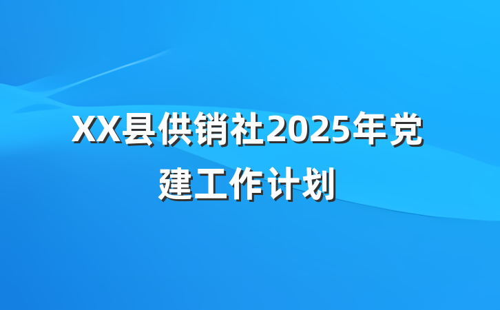 XX县供销社2025年党建工作计划