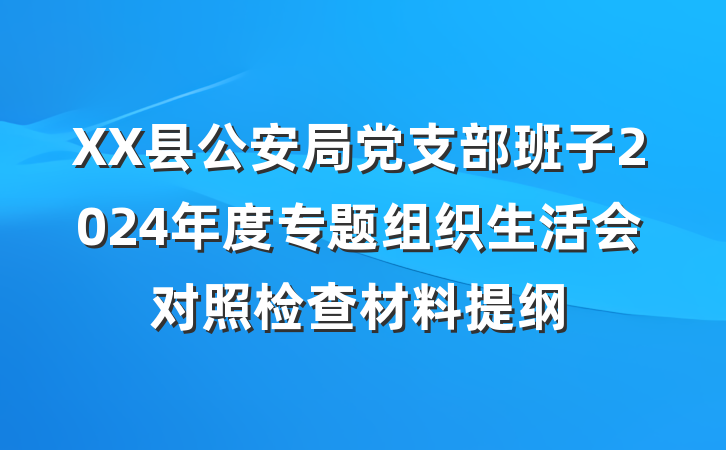 XX县公安局党支部班子2024年度专题组织生活会对照检查材料提纲