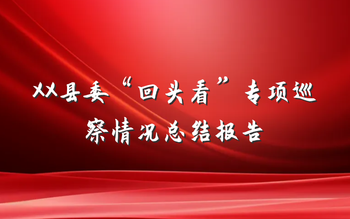 XX县委“回头看”专项巡察情况总结报告