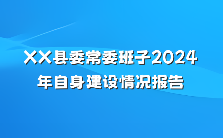 XX县委常委班子2024年自身建设情况报告