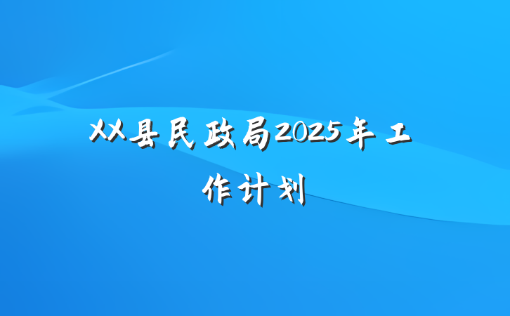 XX县民政局2025年工作计划