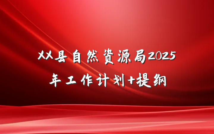 XX县自然资源局2025年工作计划 提纲