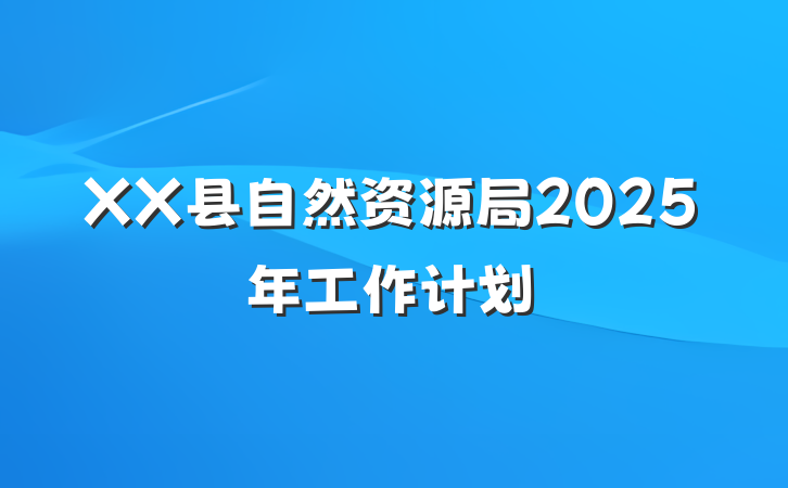 XX县自然资源局2025年工作计划