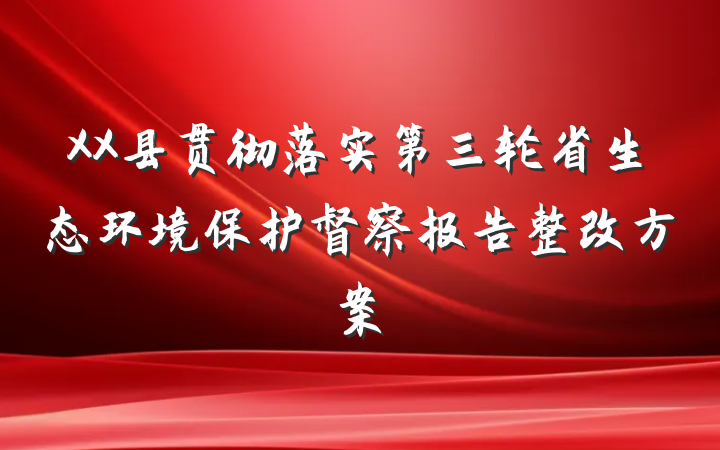 XX县贯彻落实第三轮省生态环境保护督察报告整改方案