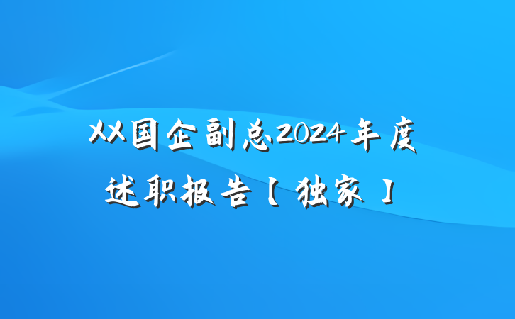 XX国企副总2024年度述职报告【独家】