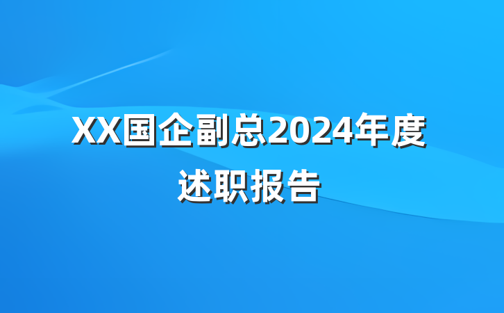 XX国企副总2024年度述职报告