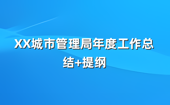 XX城市管理局年度工作总结 提纲