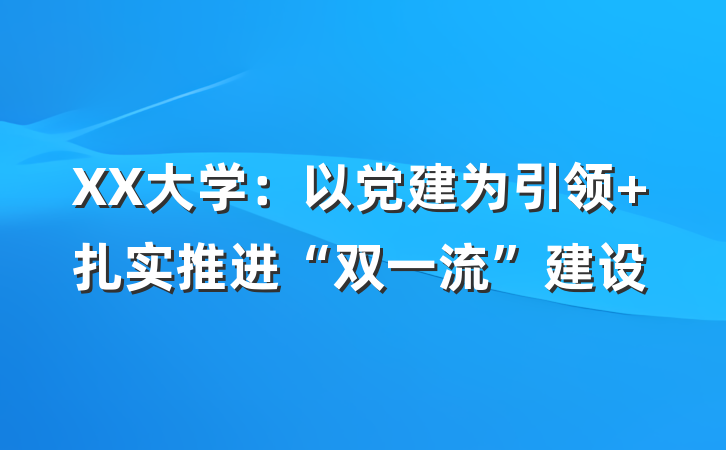 XX大学:以党建为引领 扎实推进“双一流”建设