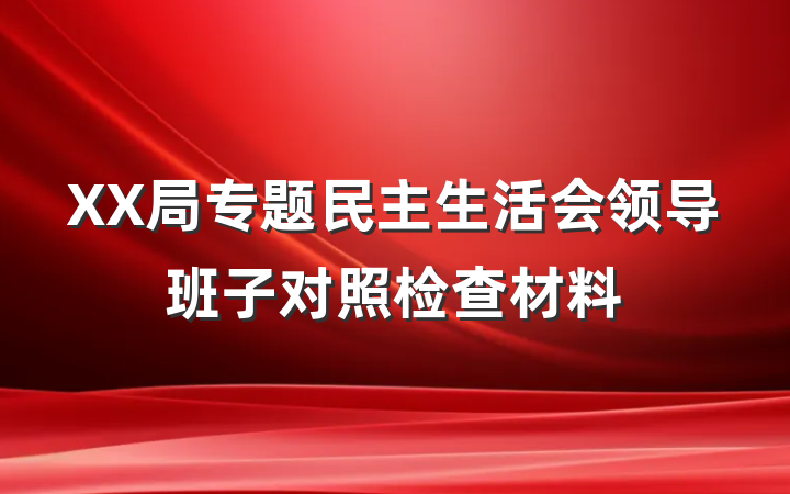 XX局专题民主生活会领导班子对照检查材料