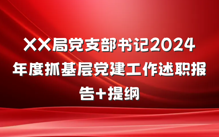 XX局党支部书记2024年度抓基层党建工作述职报告 提纲