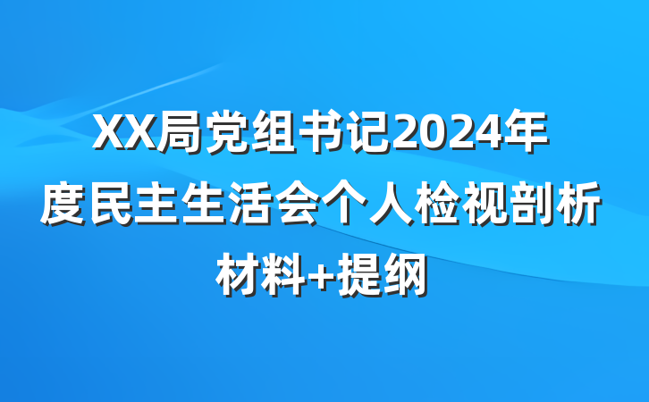 XX局党组书记2024年度民主生活会个人检视剖析材料 提纲